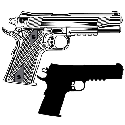 Premium Vector | Black and white handgun pistol illustration