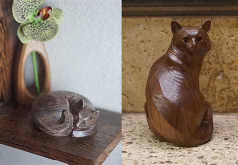 Hand Carved Wooden Cat Sculptures • hauspanther