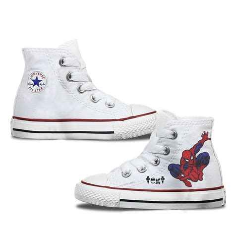 Spiderman Kids Custom Converse Shoes | High Top White - Bump Shoes