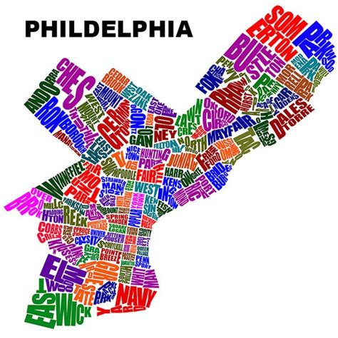 Philadelphia Neighborhood Typography Map | Etsy