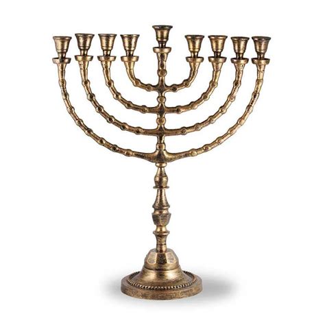 Hanukkah|Menorah|Brass Finish Display Menorah