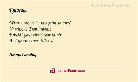 Epigram Poem by George Canning