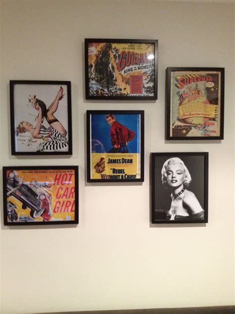 Collage of old movie posters framed on a wall in the man/people cave | Movie wall art, Movie ...