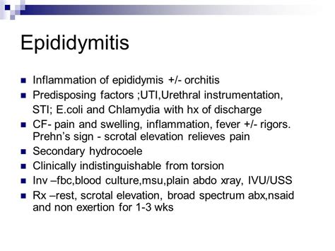 Antibiotics for epididymitis orchitis