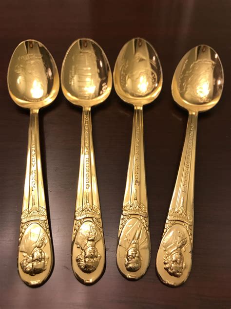 Vintage President Spoons by Rogers, Gold tone Collectible Spoons, Souvenir Spoons collection of ...