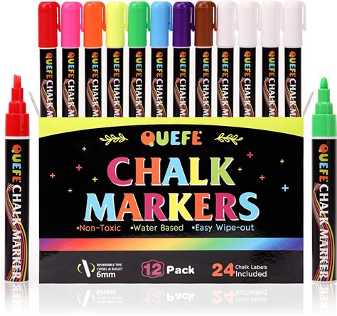 Amazon.com : Quefe 12pcs Liquid Chalk Markers Assorted Colors, 6mm ...