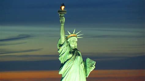 Statue of Liberty in New York City, American Freedom, Aerial Night Video of Liberty Island - YouTube