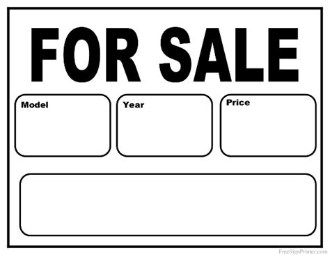 Printable Car for Sale Sign