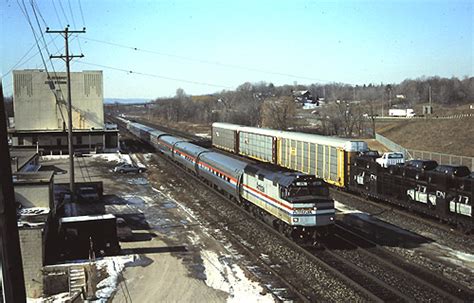 Amtrak Eastbound Train near Aldershot (February 1995)