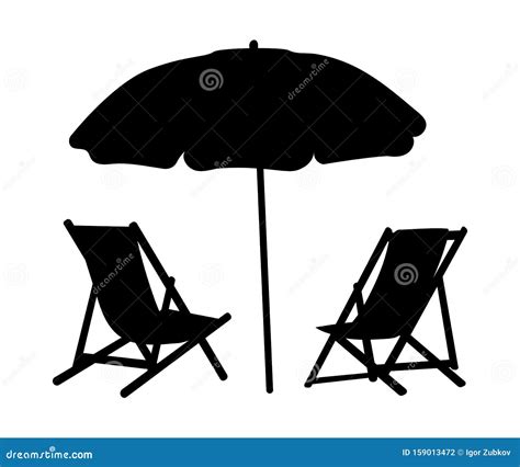 Beach Chairs And Umbrella On White Background. 3d Illustration ...