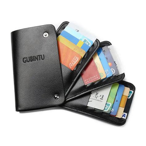 Unisex Slim ID Credit Card Holder PU Leather Business Name Credit ID ...