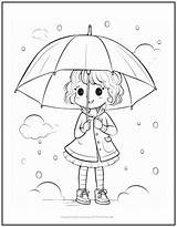 Girl With Umbrella Coloring Page sketch template