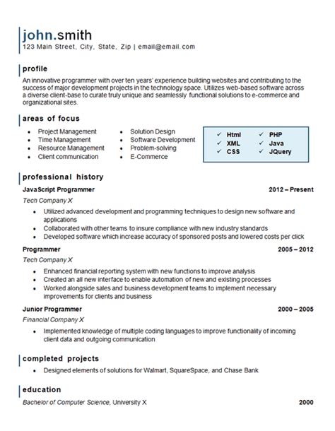 Computer Programmer Resume Template For Your Needs