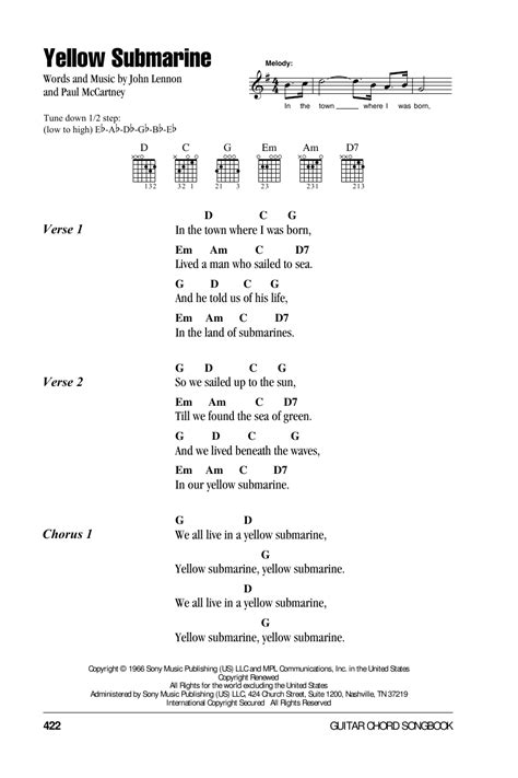 Yellow Submarine by The Beatles - Guitar Chords/Lyrics - Guitar Instructor