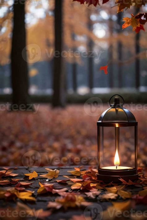 Photo of the candle and fall leaves wallpaper 29998472 Stock Photo at ...