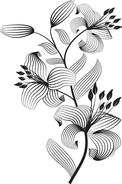 Abstract flowers, line art decoration for wallpaper, and wall art ...