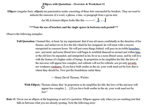 Ellipses with Quotations - Overview \& Worksheet #1 | Chegg.com