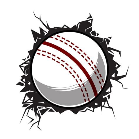 cricket ball cracked wall. cricket club graphic design logos or icons. vector illustration ...