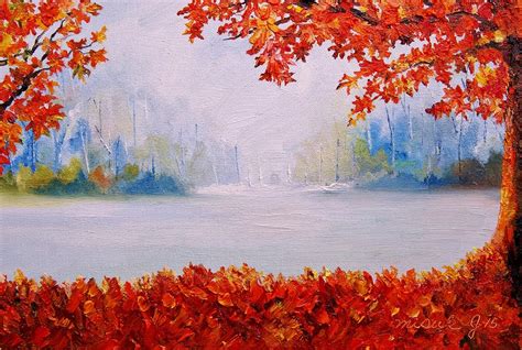 Autumn Blaze Maple Trees Painting by Misuk Jenkins - Pixels