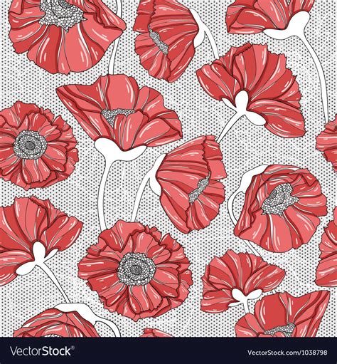 Seamless floral poppy pattern Royalty Free Vector Image