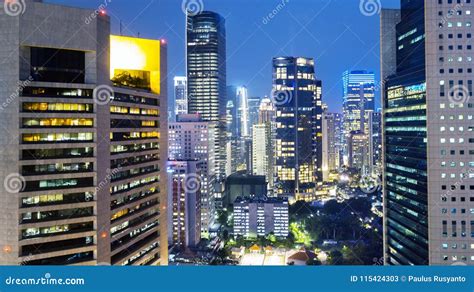 View of Apartment and Office Buildings at Night Editorial Stock Photo ...