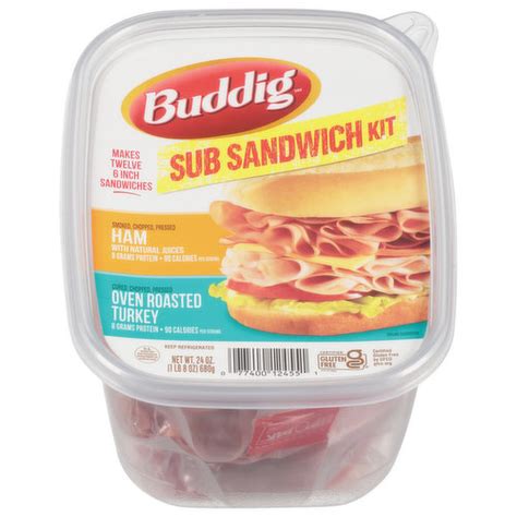 Buddig Sub Sandwich Kit, Ham/Oven Roasted Turkey - Smart & Final