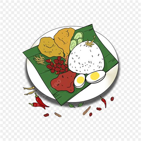 Malaysian Food Clipart Transparent PNG Hd, Cartoon Malaysian Nasi Lemak, Malaysia, Food ...