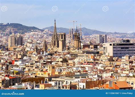 Aerial View of Cathedral De Barcelona, Sagrada Familia Editorial ...