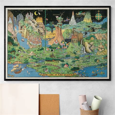 The Land of Make Believe Map Fairy Tales Tall Tales Legends Folktale ...