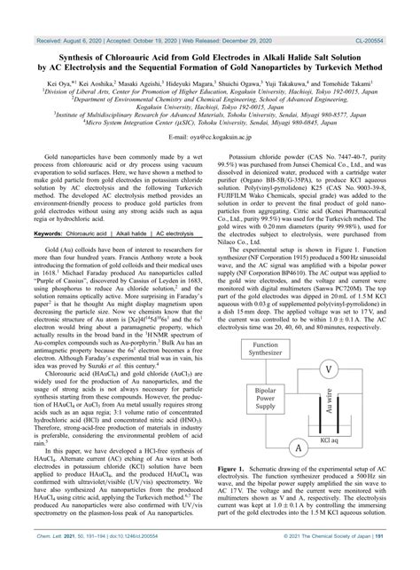 (PDF) Synthesis of Chloroauric Acid from Gold Electrodes in Alkali Halide Salt Solution by AC ...