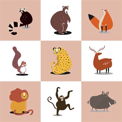 Collection of cute wild animals illustrations - Download Free Vectors, Clipart Graphics & Vector Art