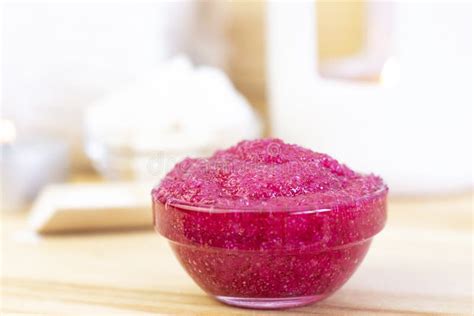 Natural Pink Body Scrub Made from Sugar. Pink Scrub in a Glass Cup ...