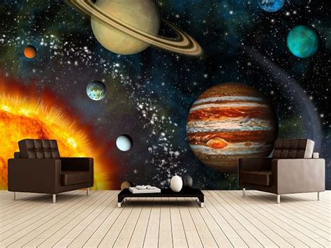 3D Solar System Wall Mural | Wallsauce UK | Space themed bedroom, Space themed room, Wall murals