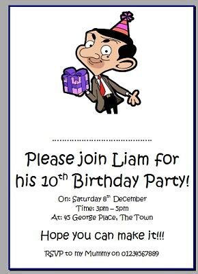 personalised paper card party invites invitations BIRTHDAY PARTY MR ...