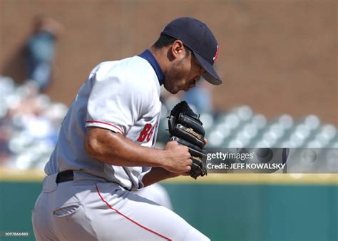 Boston Red Sox relief pitcher Ugueth Urbina gestures after his 18th ...