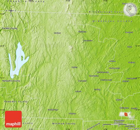 Physical Map of Worcester County