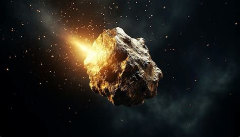 Premium AI Image | Asteroid made of pure gold in space realistic