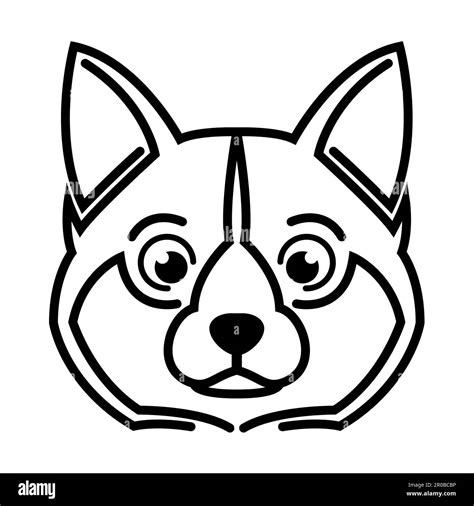 Black and white line art of shiba dog head. Good use for symbol, mascot, icon, avatar, tattoo,T ...