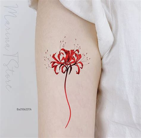 Red Spider Lily Flower Temporary Tattoo Nature Tattoo Gift - Etsy