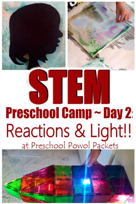 Preschool STEM Camp Day 2: Reactions, Light, Shadows, & STEAM | Preschool Powol Packets