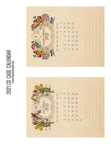 Free Printable Calendar 2021 - CD Case Calendar! - The Graphics Fairy