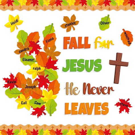 Buy BeYumi 94Pcs Fall for Jesus He Never Leaves Christian Bulletin Board Set Autumn le Leaves ...