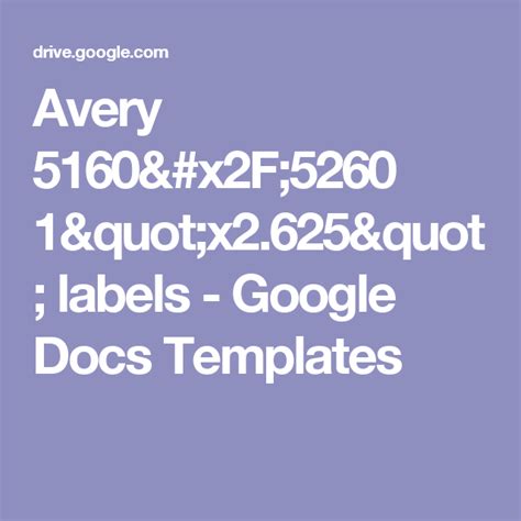 Avery 5160/5260 1"x2.625" labels - Google Docs Templates | Label templates, Google docs ...