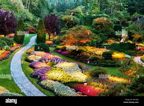 Summer in the Sunken Garden, Butchart Gardens, Central Saanich,(Victoria), BC, Canada Stock ...