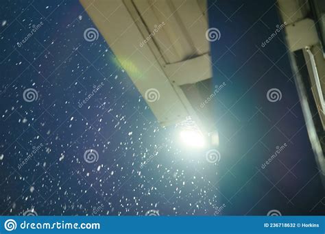 Snow Falling at Night Under a Lamp Post Stock Photo - Image of landscaped, landmark: 236718632