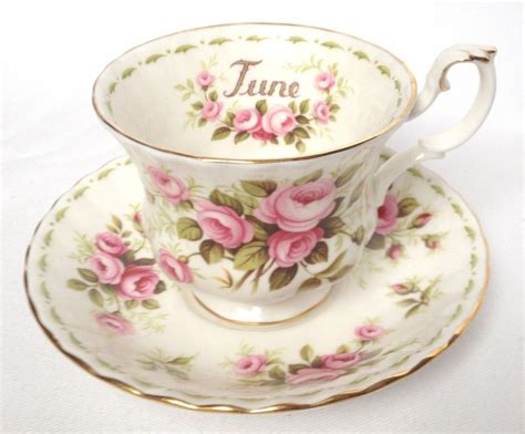 June Tea Cup and Saucer - Roses: Royal Albert Flower of The Month ...