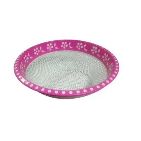 Pink and White Round Plastic Fruit Basket, Size: 12 Inch at Rs 321 ...