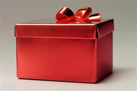 Premium AI Image | A red gift box with a red ribbon and a bow.