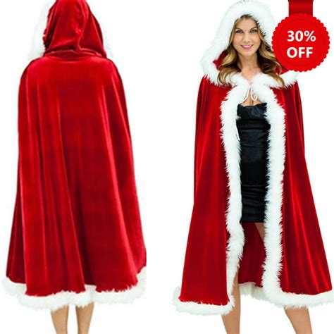 Deluxe Red Velvet Christmas Hooded Cape Cloak Costume on Luulla