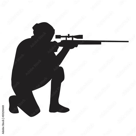 sniper shooting on the knee silhouette vector design Stock Vector | Adobe Stock